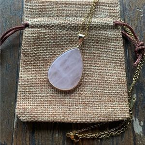 Brand New Rose Quartz Pendant with Stainless steel Chain Pink Quartz Necklace